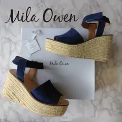 未使用【Mila Owen ジュート 本革 ウェッジサンダル ネイビー 38】のサムネイル