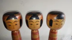 伝統こけし 3体セット　作者：渡辺定巳　高さ各31ｃｍ　重さ各370ｇ