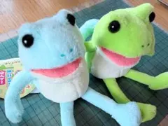 おとぼけケロピョン　ミニパペット　２点セット（みずいろ・きみどり）