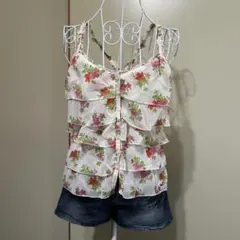 タグ付き　HOLLISTER 花柄キャミソール y2k 姫ギャル　姫カジ　フリルのサムネイル