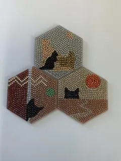 【在庫処分】ダイヤモンドアート コースター3枚セット 完成品　最安値　早い者勝ち