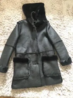 zara trf リバーシブル　コート　black ファー　レザー 風