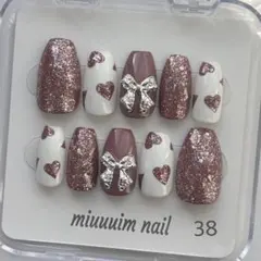 ネイルチップ ピンク系 ハート 韓国 ワンホン フレンチガーリー 推し活ネイル