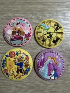 ディズニー 刺繍缶バッジ 4種セット