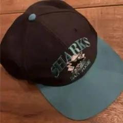 ビンテージ　90年代　NHL SHARKS キャップ　ツートーン　バイカラー