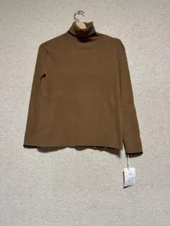 ■新品　ブラウン リブ編みタートルネックニット　レディース/Ｍ