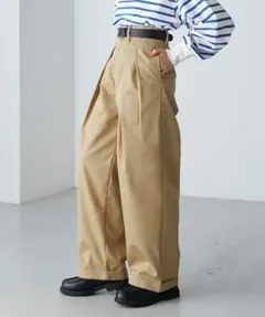 forksy. ハイウエストツータックワイドテーパードチノパンツ