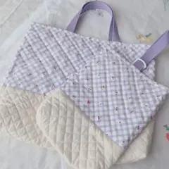 手提げ&シューズ入れ　さくらんぼ柄