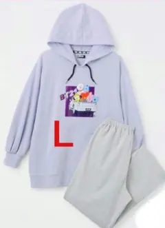 BTS BT21 ルームウェア Ｌ 上下セット フード付パジャマ 新品タグ付