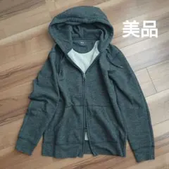 UNIQLO ユニクロ ダークグレー フルジップパーカー 裏起毛 美品 Lサイズ