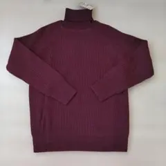 無印良品　 リブ編み タートルネック長袖セーター
