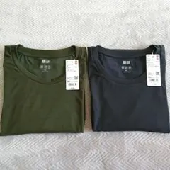 UNIQLO 3XL ドライEXTシャツ オリーブ ,ダークグレー 2枚セット