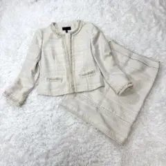 iCB セレモニースーツ　セットアップ　ツイード　ラメ糸　オフホワイト　Lサイズ