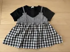 KP チェック柄チュニック Tシャツ