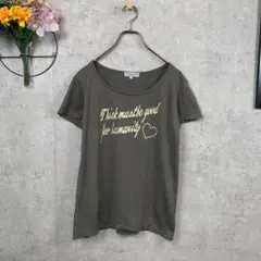 セオリア Tシャツ カットソー 半袖 L カーキ プリント ロゴ 綿100％のサムネイル