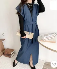 デニム 2wayベルト付 M インディゴ 新品　ジャンパースカート　ワンピース