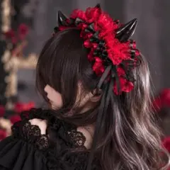 小悪魔 コスプレ ヘッドドレス 黒×赤 ゴシック ハロウィン