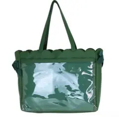 ザッカマート　A3 スカラップリボントートバッグ　グリーン　フェイクレザー　痛バ