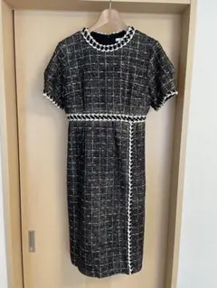 【美品】Leja ツイード柄半袖ドレスワンピース Mサイズ