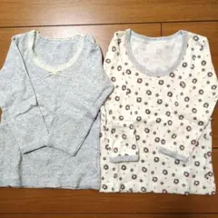 長袖シャツ　肌着2枚セット（グレー・花柄）