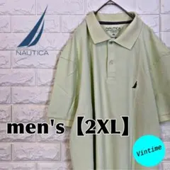 y295【NAUTICA】刺繍ロゴポロシャツ【メンズ2XL】ライトグリーンのサムネイル