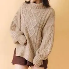 【再値下げ】who's who Chico ケーブル編みタートルネックニット