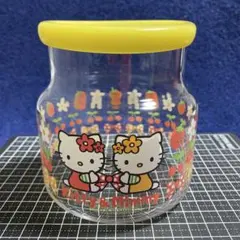 ハローキティ ミミィ ガラスキャニスター 保存容器　レトロ柄