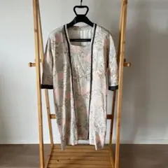 着物リメイク 【花柄 七分袖 ワンピース】