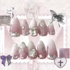 【現品】スナ系 ピンク キルティング マグネットネイル フレンチガーリー