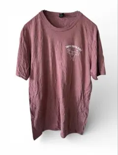 Tシャツ クルーネック 半袖 プリント M 赤紫 合成繊維 外出 部屋着