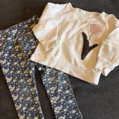 女の子　80 90 上下セット　まとめ売り　トレーナー　ズボン　花柄