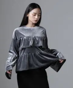 NANO universe♡ベロアフリルカットブラウス