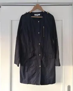 NATURAL BEAUTY BASIC ノーカラー ミリタリー コート 紺 S