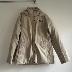 【袋付き】Patagonia ベージュ フード付き 中綿ブルゾン コート