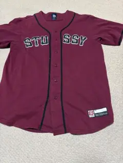 STUSSY アーチロゴ ベースボールシャツ ステューシー 刺繍 L