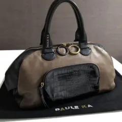 PAULE KA レザー ハンドバック ミニボストン バイカラー