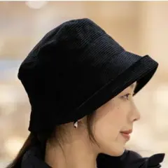 【試着したのみ】コーデュロイ バケットハット 黒