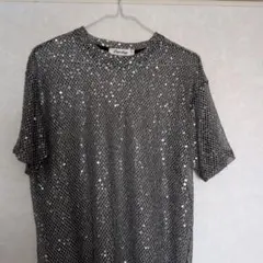 Oneday スパンコール メッシュ メンズ半袖 トップス