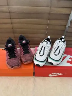 【24.5cm】Nike スニーカー フライニット ピンク/ホワイト 2点セット