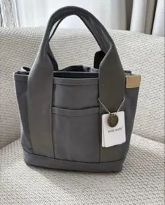 ミニトートバッグ 帆布 トートバッグ キャンバス 3つ仕切り ダークグレー