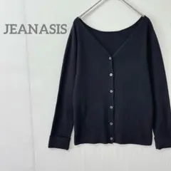 【ジーナシス】ブラック リブニット カーディガン 長袖 Fのサムネイル