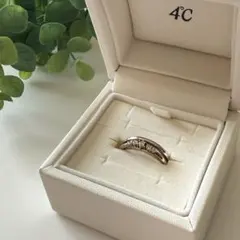 4℃ ダイヤ リング 10号 箱あり ピンクゴールド×シルバー 重ね付け風 指輪