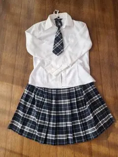 卒業式　女の子　160 チェックスカート　シャツ　ネクタイ　セット フォーマル