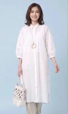 HIROKO BIS ブラウス 洗えるリーフ＆フラワーデザインプリントシャツ