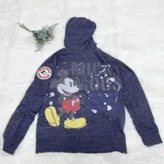 ミッキーマウス フード付きパーカー (M) ネイビー ユニセックス