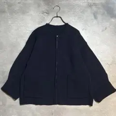 Persistence パーシエンス　ノーカラージップカーディガン ネイビー　F