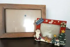 【フォトフレーム2点】クリスマスデザイン&木目シンプル