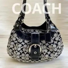 【美品】コーチ ソーホー シグネチャー キャンバス　ショルダーバッグ ブラック