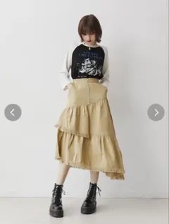 【美品】フリンジティアードスカート