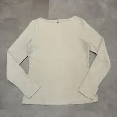 UNIQLO リブボートネックT（長袖）　ベージュ　L レディース